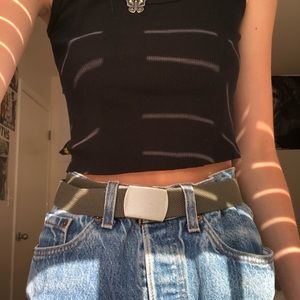 brandy melville green canvas belt